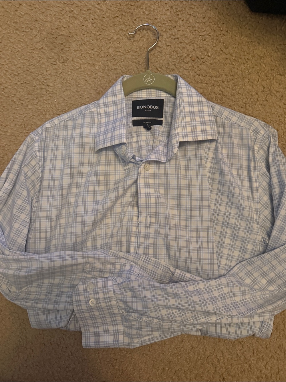 Bonobos Light Blue and White Plaid Dress Shirt